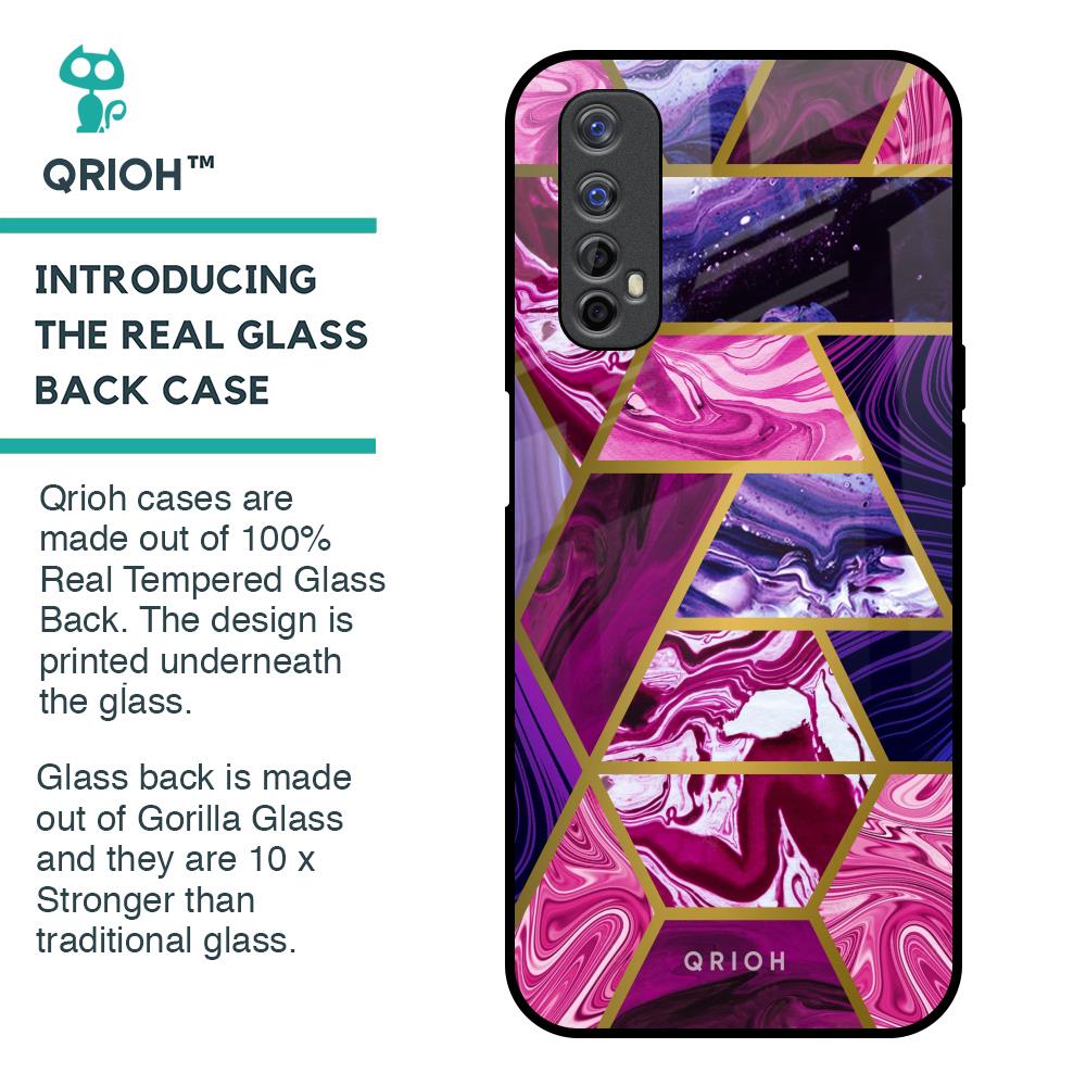 Electroplated Geometric Marble Glass Case for Realme 7