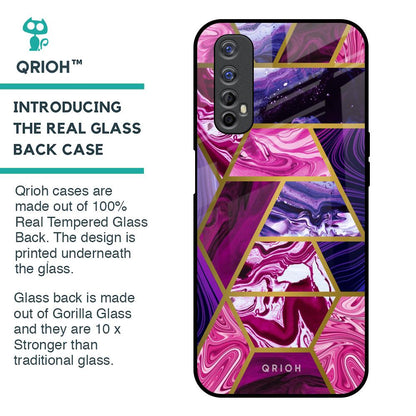 Electroplated Geometric Marble Glass Case for Realme 7