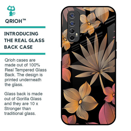 Lines Pattern Flowers Glass Case for Realme 7