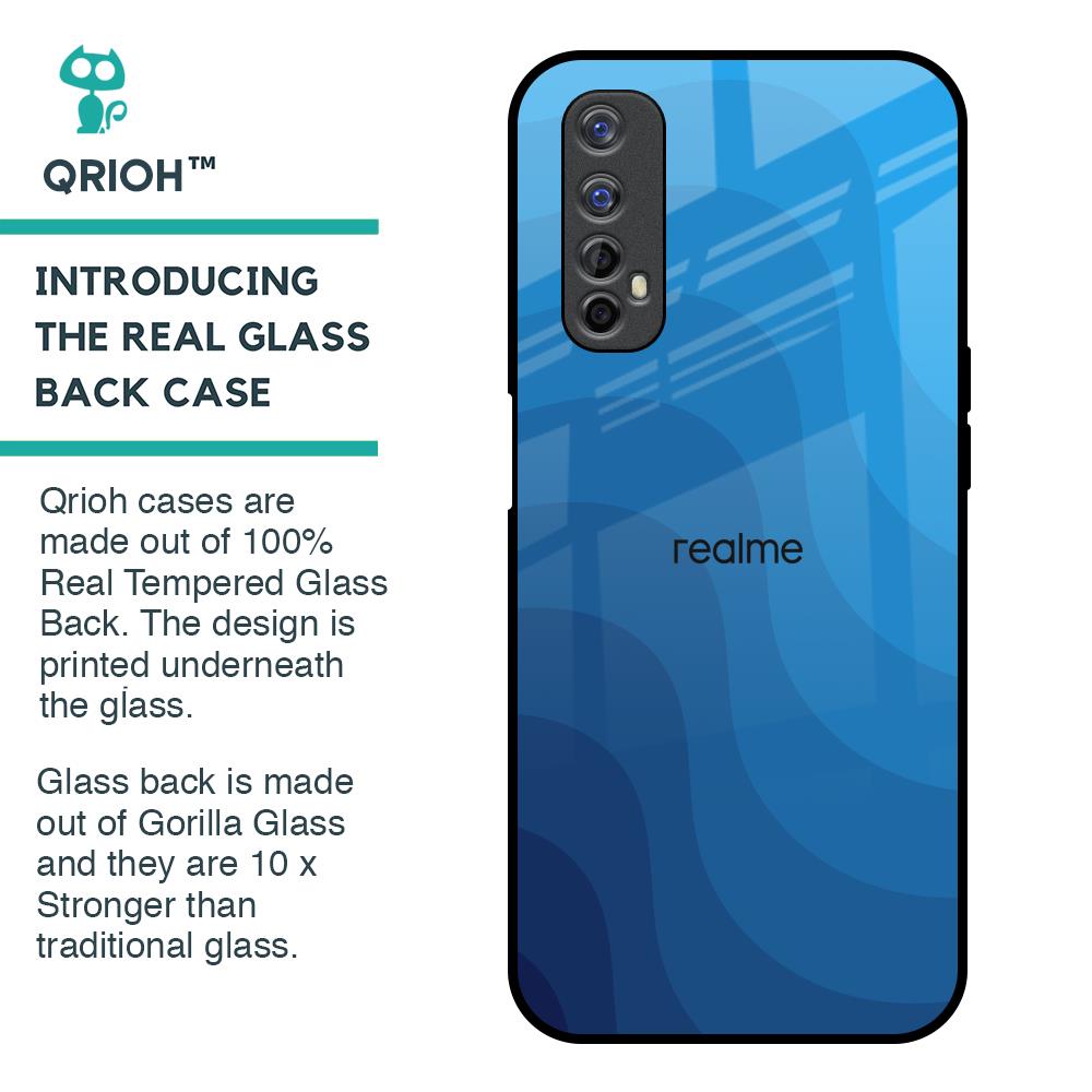 Blue Wave Abstract Glass Case for Realme 7