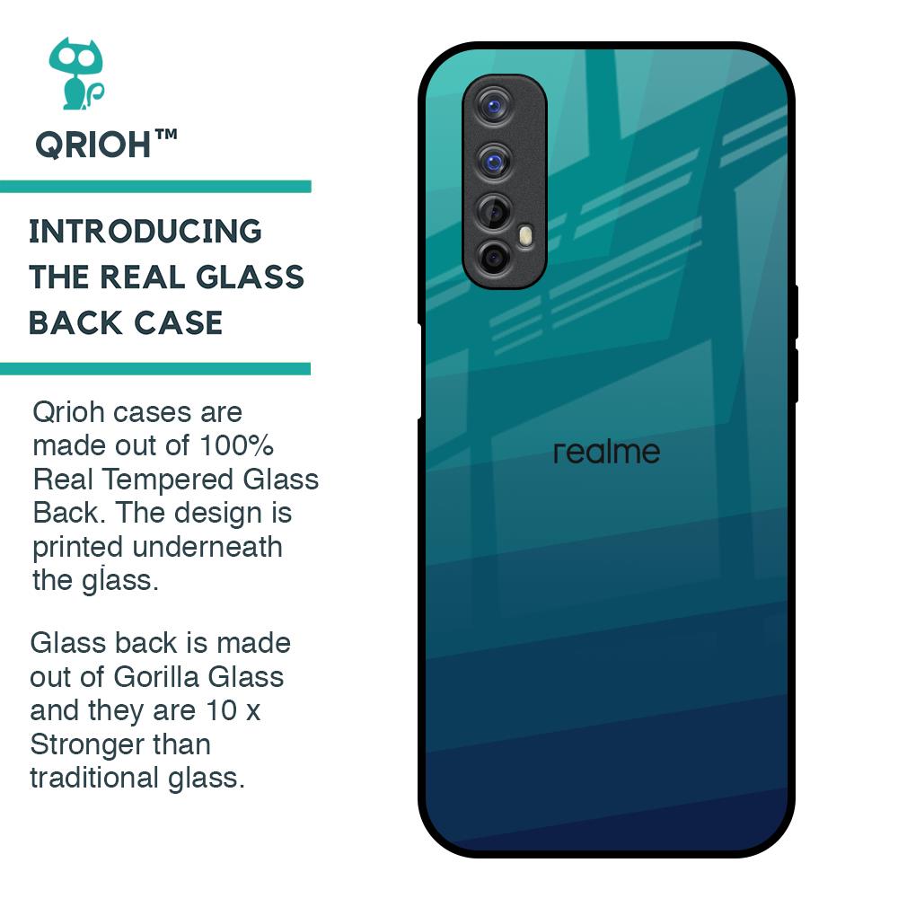 Green Triangle Pattern Glass Case for Realme 7