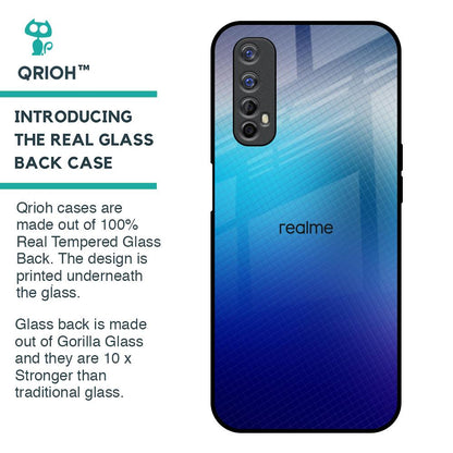 Blue Rhombus Pattern Glass Case for Realme 7