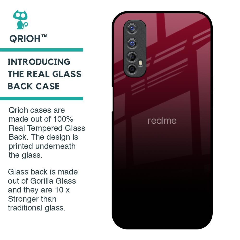 Wine Red Glass Case For Realme 7