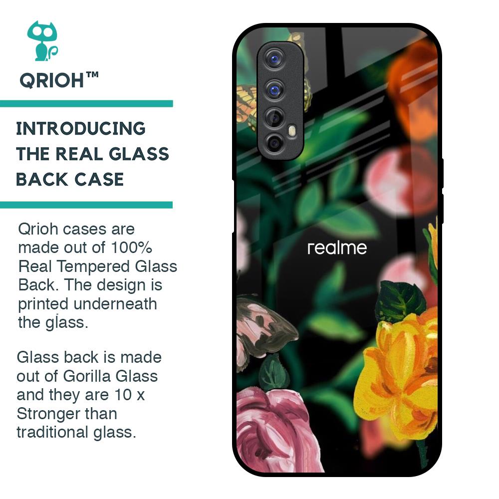 Flowers & Butterfly Glass Case for Realme 7