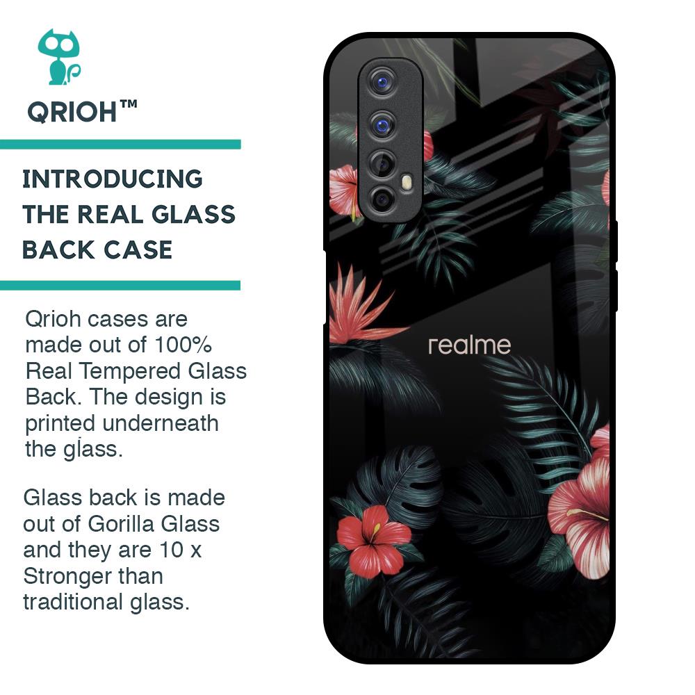 Tropical Art Flower Glass Case for Realme 7