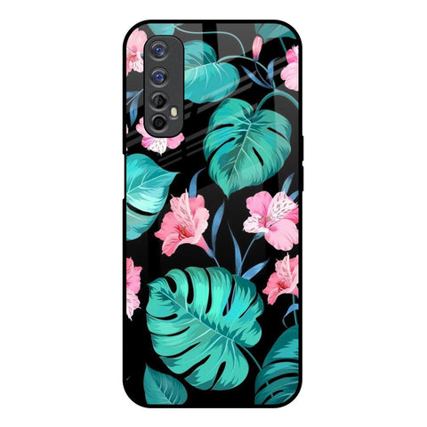 Tropical Leaves & Pink Flowers Realme Narzo 20 Pro Glass Back Cover Online