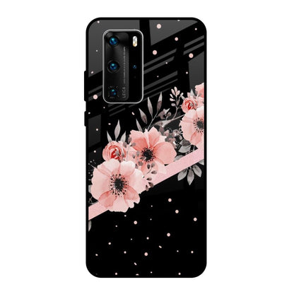 Floral Black Band Huawei P40 Pro Glass Back Cover Online