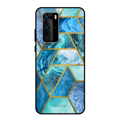 Turquoise Geometrical Marble Huawei P40 Pro Glass Back Cover Online