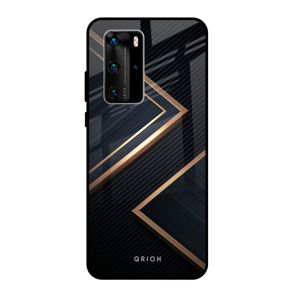 Sleek Golden & Navy Huawei P40 Pro Glass Back Cover Online