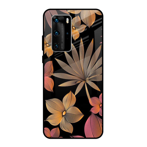 Lines Pattern Flowers Huawei P40 Pro Glass Back Cover Online