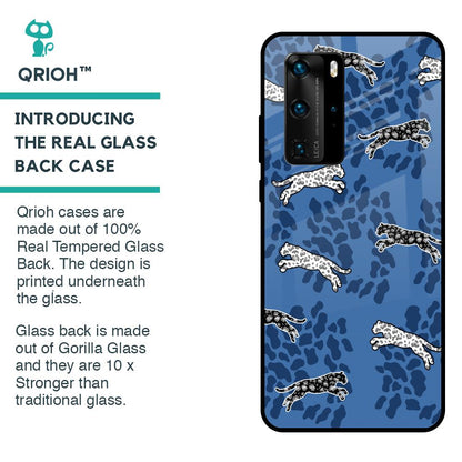 Blue Cheetah Glass Case for Huawei P40 Pro
