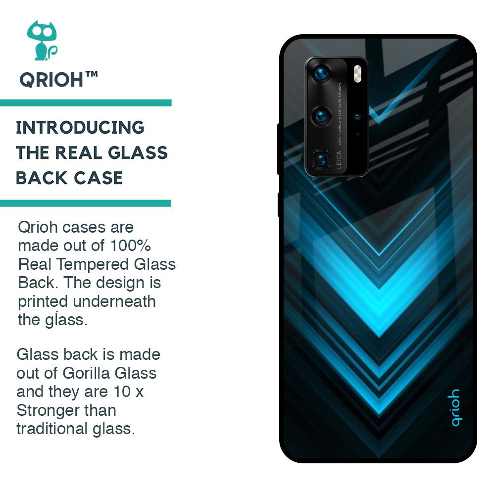 Vertical Blue Arrow Glass Case For Huawei P40 Pro