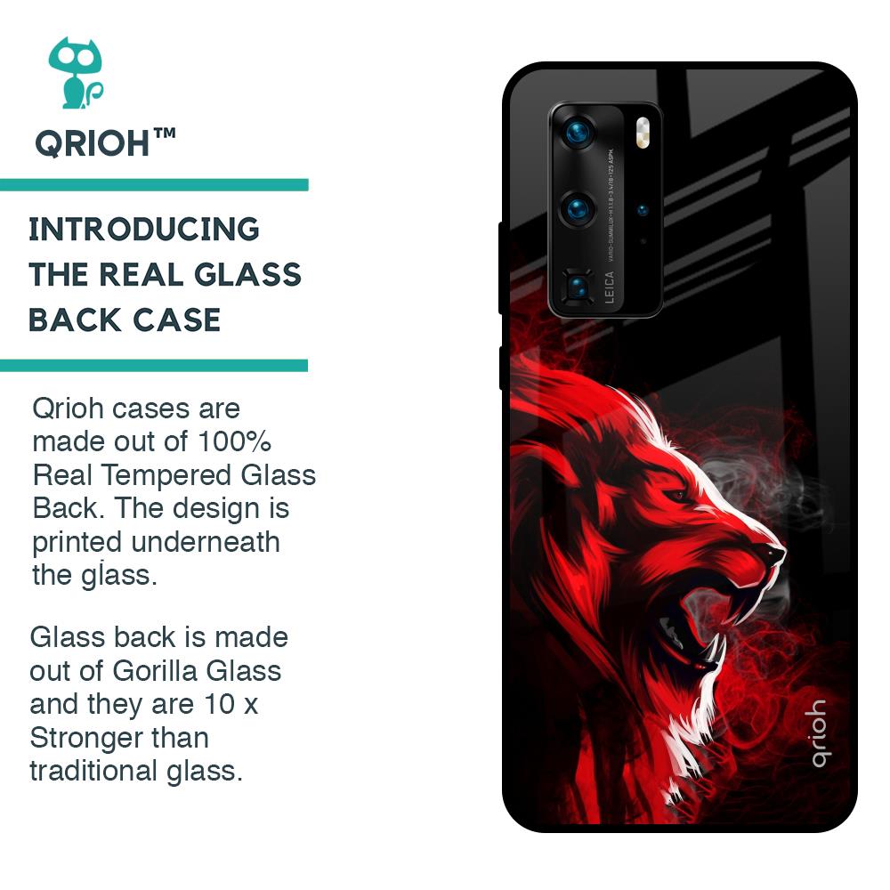 Red Angry Lion Glass Case for Huawei P40 Pro