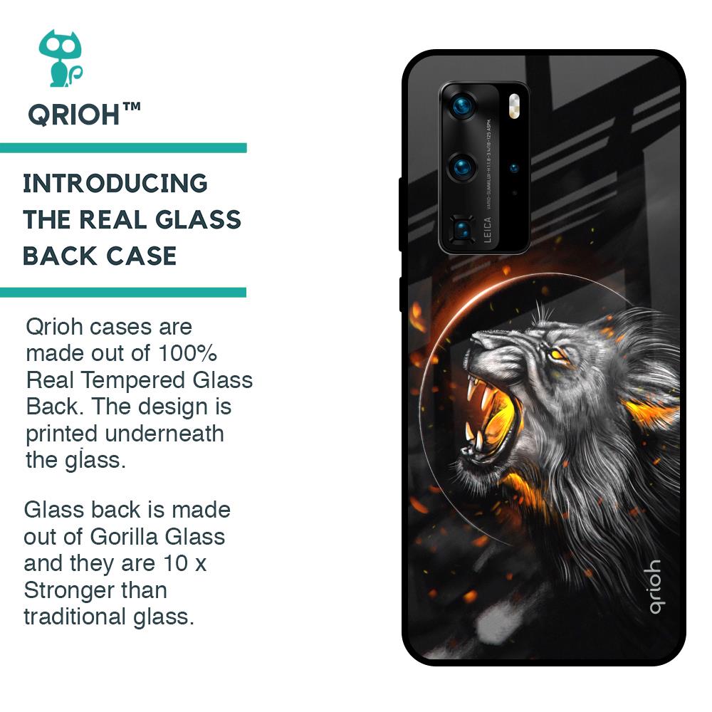 Aggressive Lion Glass Case for Huawei P40 Pro