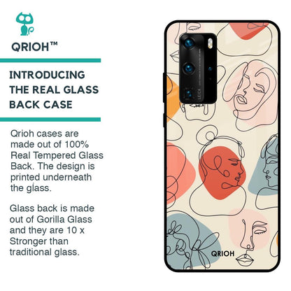 Abstract Faces Glass Case for Huawei P40 Pro