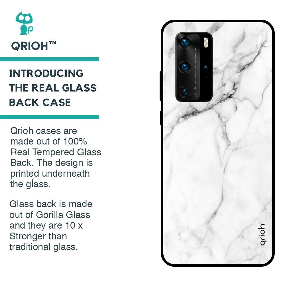Modern White Marble Glass case for Huawei P40 Pro
