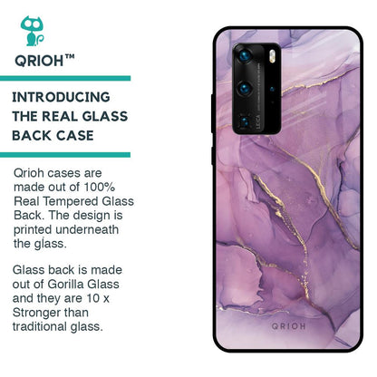 Purple Gold Marble Glass Case for Huawei P40 Pro