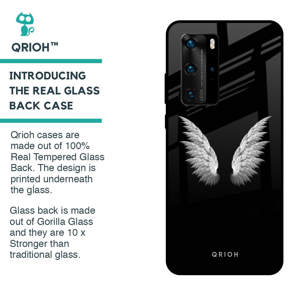 White Angel Wings Glass Case for Huawei P40 Pro