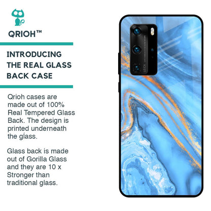Vibrant Blue Marble Glass Case for Huawei P40 Pro
