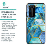 Turquoise Geometrical Marble Glass Case for Huawei P40 Pro