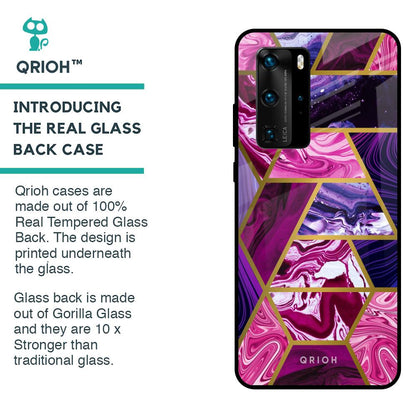 Electroplated Geometric Marble Glass Case for Huawei P40 Pro