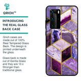 Purple Rhombus Marble Glass Case for Huawei P40 Pro