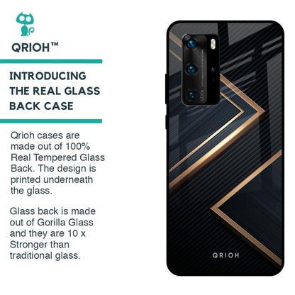 Sleek Golden & Navy Glass Case for Huawei P40 Pro