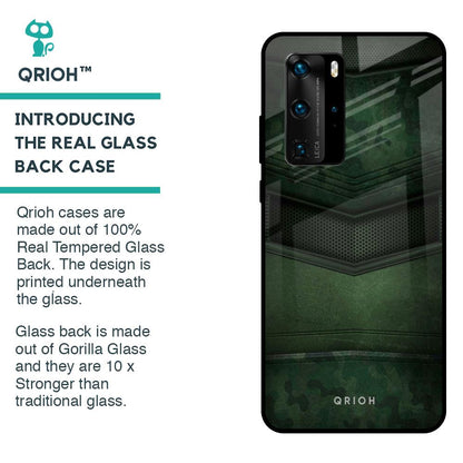 Green Leather Glass Case for Huawei P40 Pro