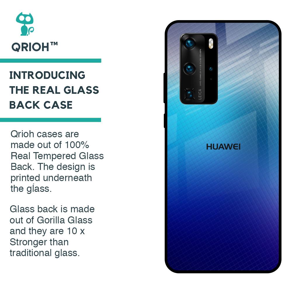 Blue Rhombus Pattern Glass Case for Huawei P40 Pro