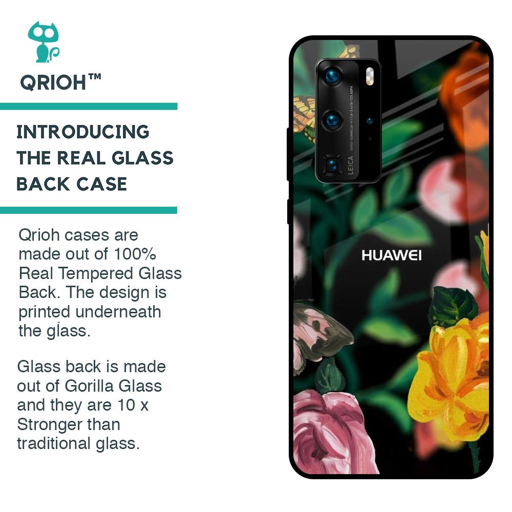 Flowers & Butterfly Glass Case for Huawei P40 Pro