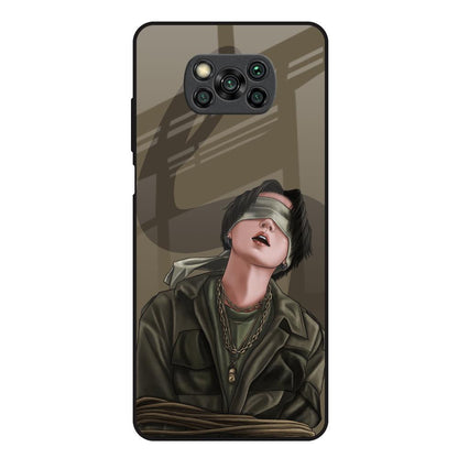 Blind Fold Poco X3 Glass Back Cover Online
