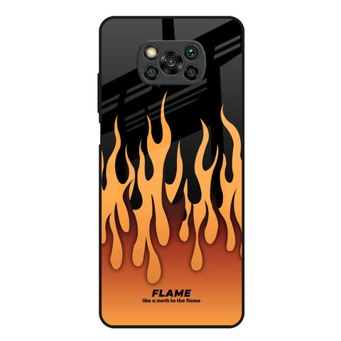 Fire Flame Poco X3 Glass Back Cover Online