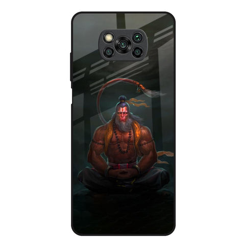 Lord Hanuman Animated Poco X3 Glass Back Cover Online