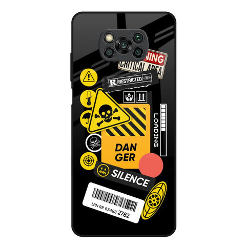Danger Signs Poco X3 Glass Back Cover Online