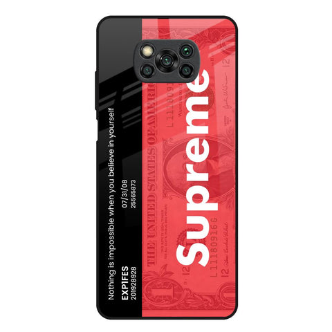 Supreme Ticket Poco X3 Glass Back Cover Online