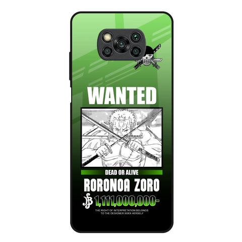 Zoro Wanted Poco X3 Glass Back Cover Online