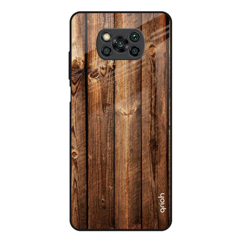 Timber Printed Poco X3 Glass Back Cover Online