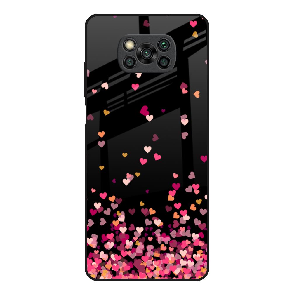 Heart Rain Fall Poco X3 Glass Back Cover Online