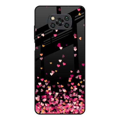 Heart Rain Fall Poco X3 Glass Back Cover Online