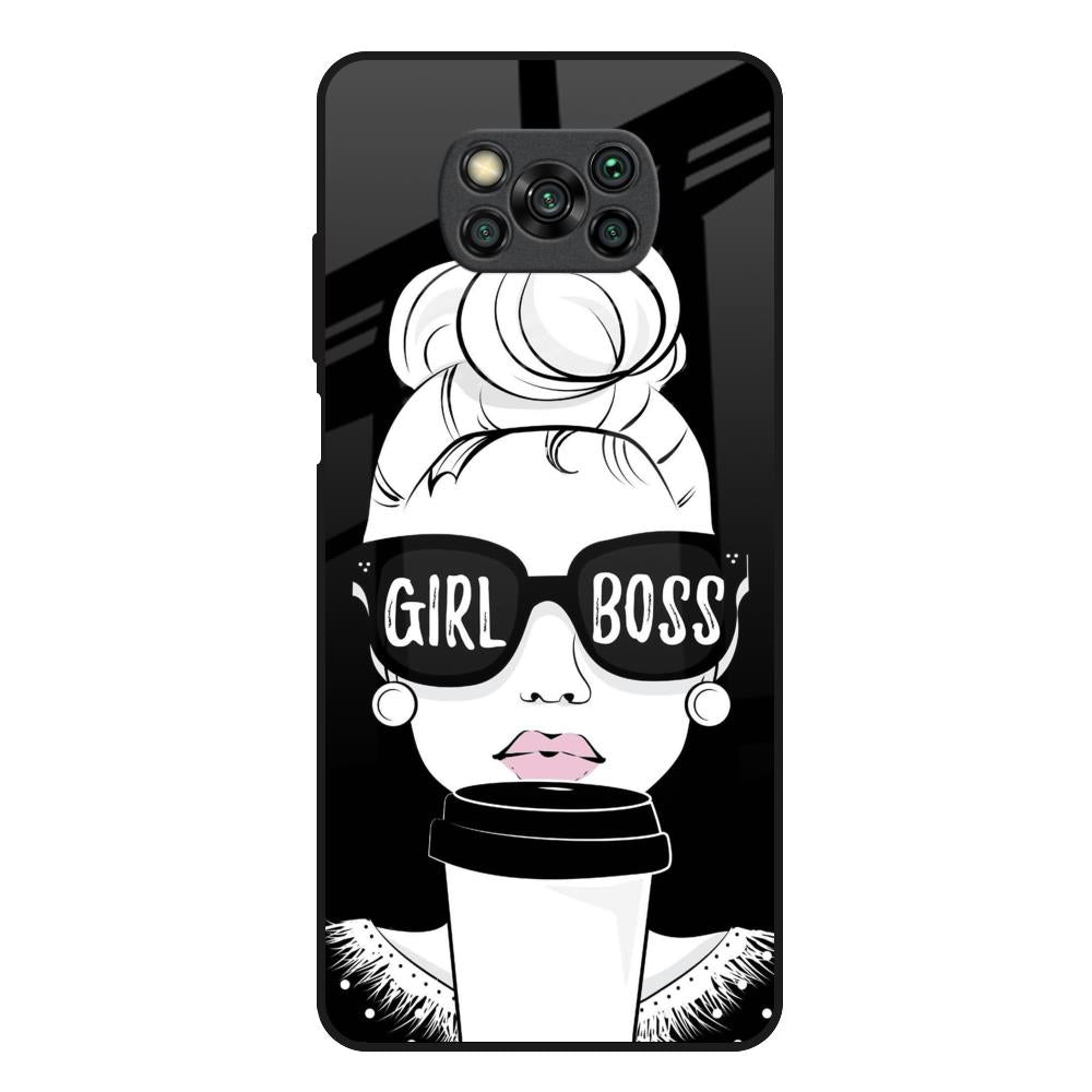 Girl Boss Poco X3 Glass Back Cover Online