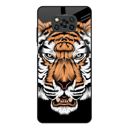 Angry Tiger Poco X3 Glass Back Cover Online
