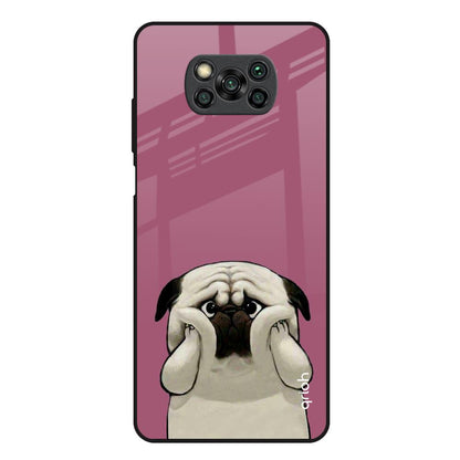 Funny Pug Face Poco X3 Glass Back Cover Online
