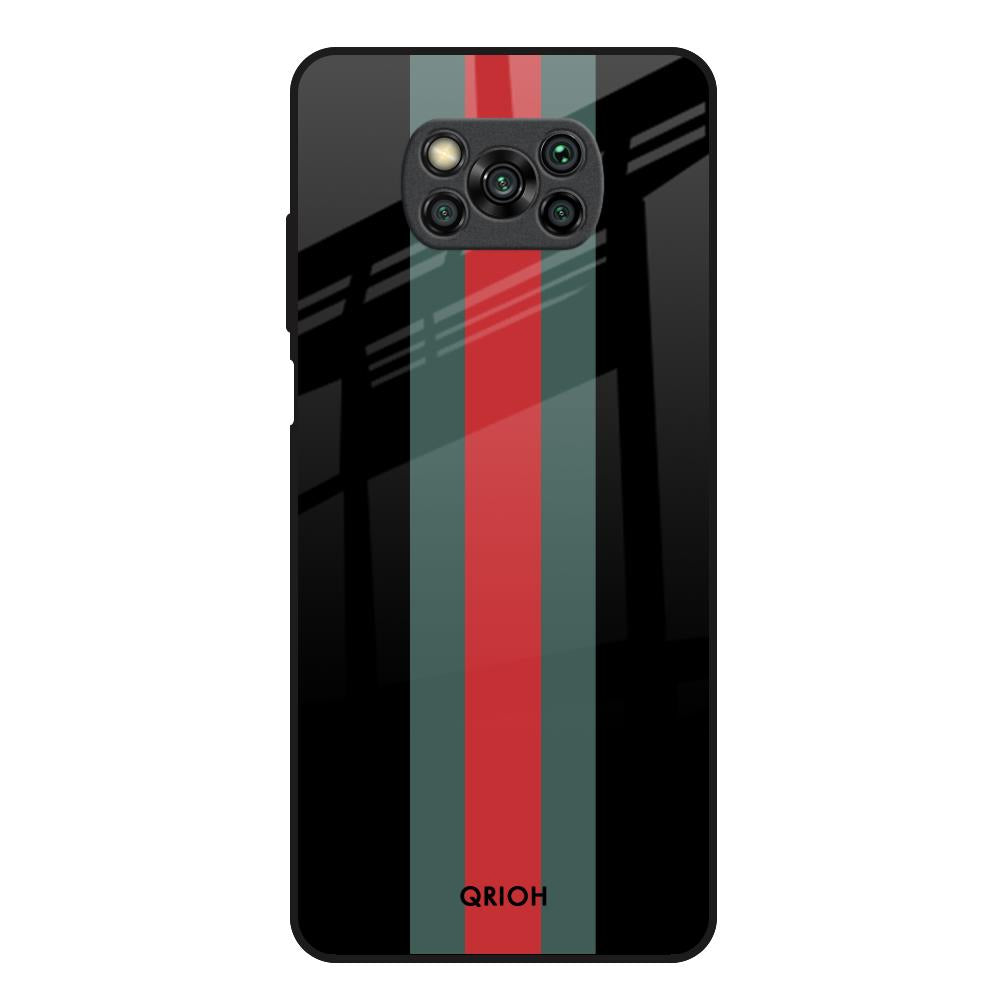 Vertical Stripes Poco X3 Glass Back Cover Online