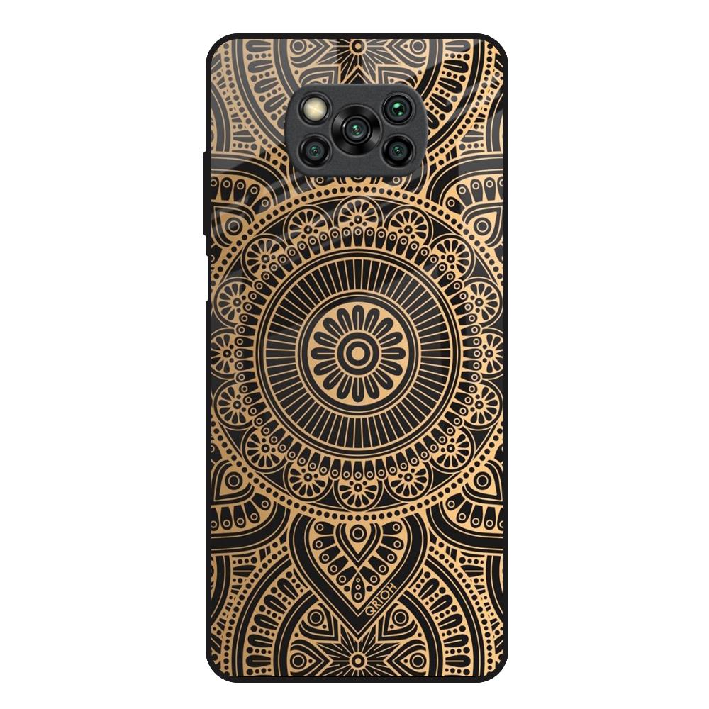 Luxury Mandala Poco X3 Glass Back Cover Online