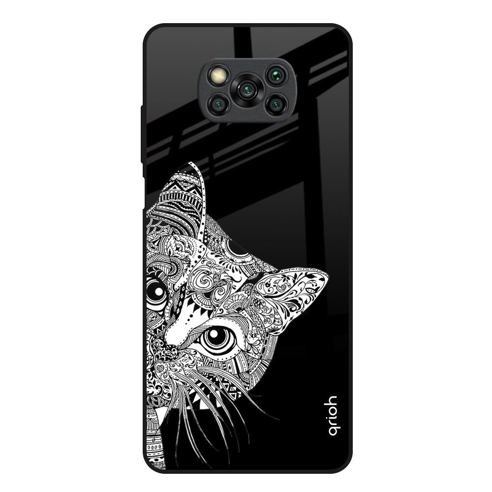 Kitten Mandala Poco X3 Glass Back Cover Online
