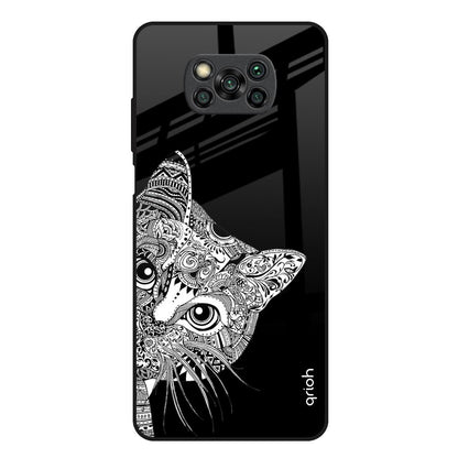 Kitten Mandala Poco X3 Glass Back Cover Online