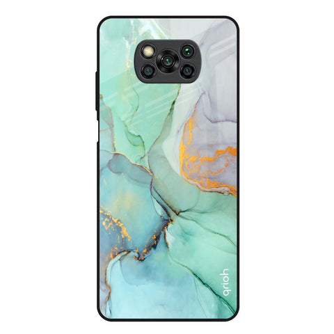 Green Marble Poco X3 Glass Back Cover Online