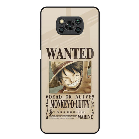 Luffy Wanted Poco X3 Glass Back Cover Online