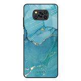 Blue Golden Glitter Poco X3 Glass Back Cover Online