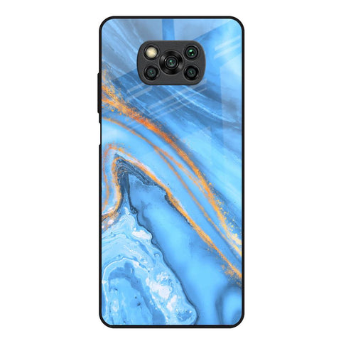 Vibrant Blue Marble Poco X3 Glass Back Cover Online